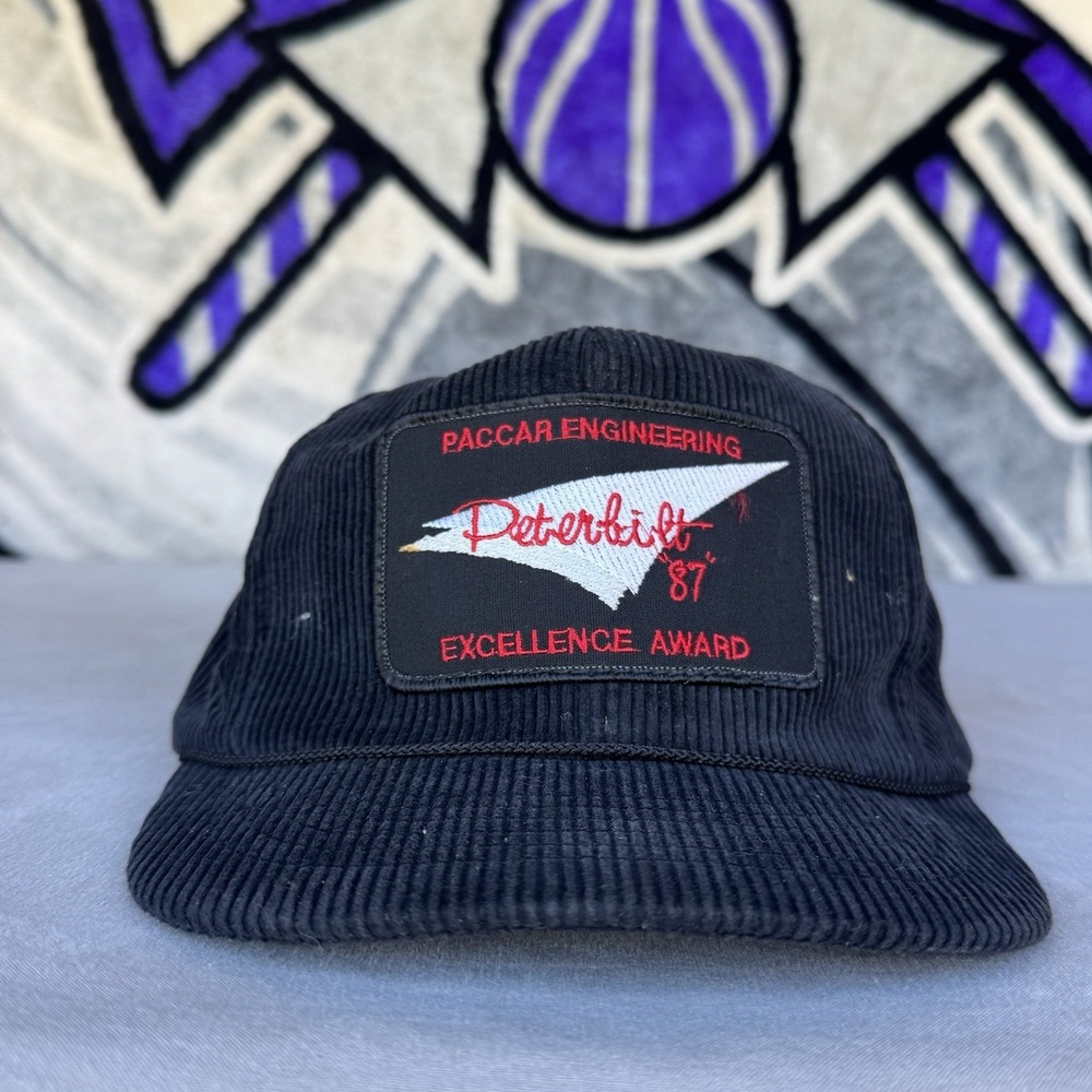 Vintage 80's Peterbilt Baltimore Corduroy‎ Black Trucker Hat